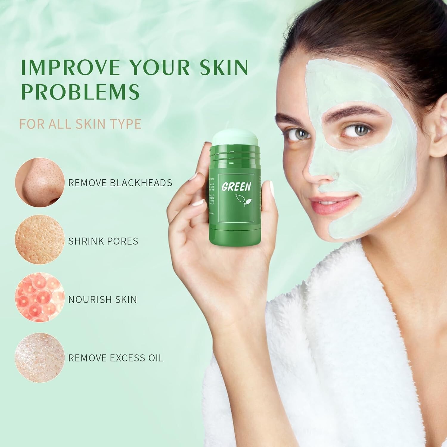 Mask Stick For Face, Blackhead Remover With Green Tea Extract