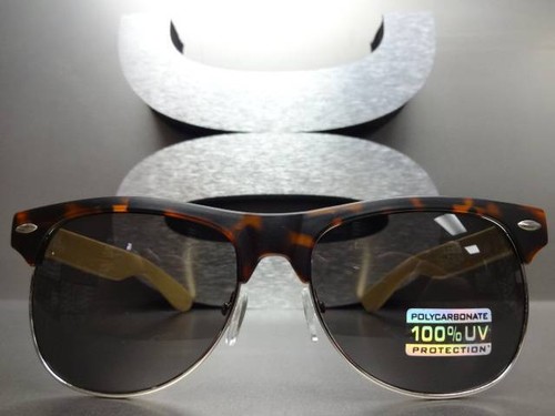 Para hombre Mujer CLÁSICO VINTAGE Estilo GAFAS DE SOL Mate Tortuga y Bambú Marco de Madera - Imagen 4 de 11