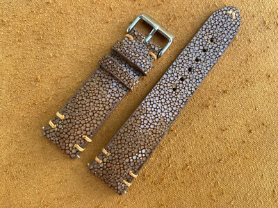 #ad Sand Color Stingray Leather Watch Strap Band. Size 16mm 18mm 20mm 22mm 24mm 26mm $39.00