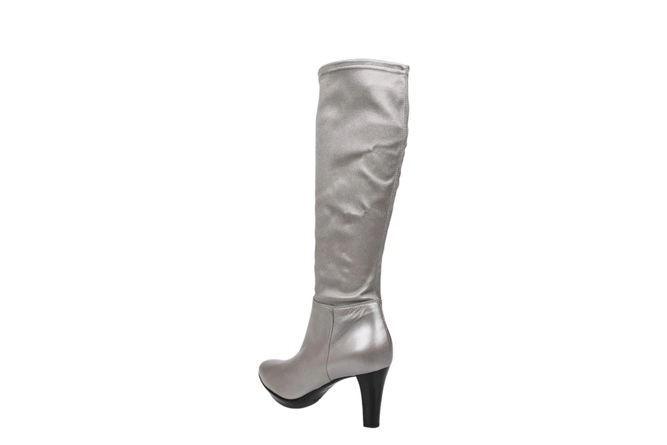 Botas hasta la rodilla Aquatalia 222246 de cuero plateado para mujer talla 9 M Foto 3 de 4