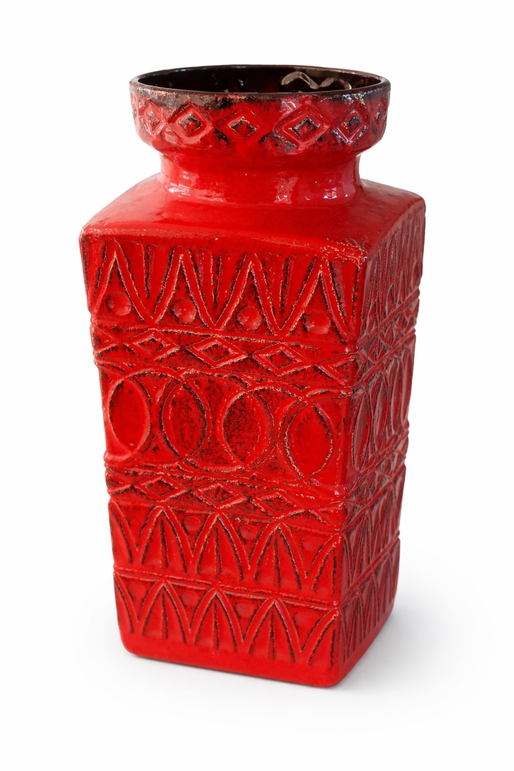 BAY Keramik Bodenvase 45 cm rot Vintage Bodo Mans West Germany