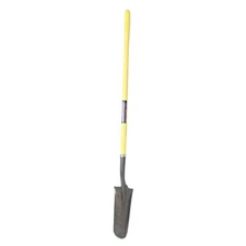Westward 14 ga Drain Spade Shovel, Steel Blade, 46-3/4 in L Yellow Fiberglass