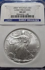 A 2007-W SILVER EAGLE $1 NGC MS69 EARLY RELEASE BURNISHED