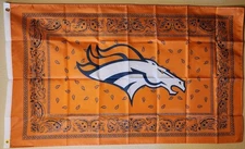 Denver Broncos Bandana Paisley Flag 3x5 Ft With Grommets Football NFL 
