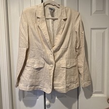 Vintage Joanna Blazer Womens Large Beige Textured feels like linen Jacket