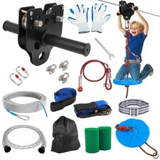 60FT Zipline for Backyard Kids and Adults Up to 400 lbs Zip Line Pulley