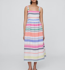 NWT Gap Women's RT$100 Airy Striped Cotton Smocked Maxi Tank Sun Dress XL
