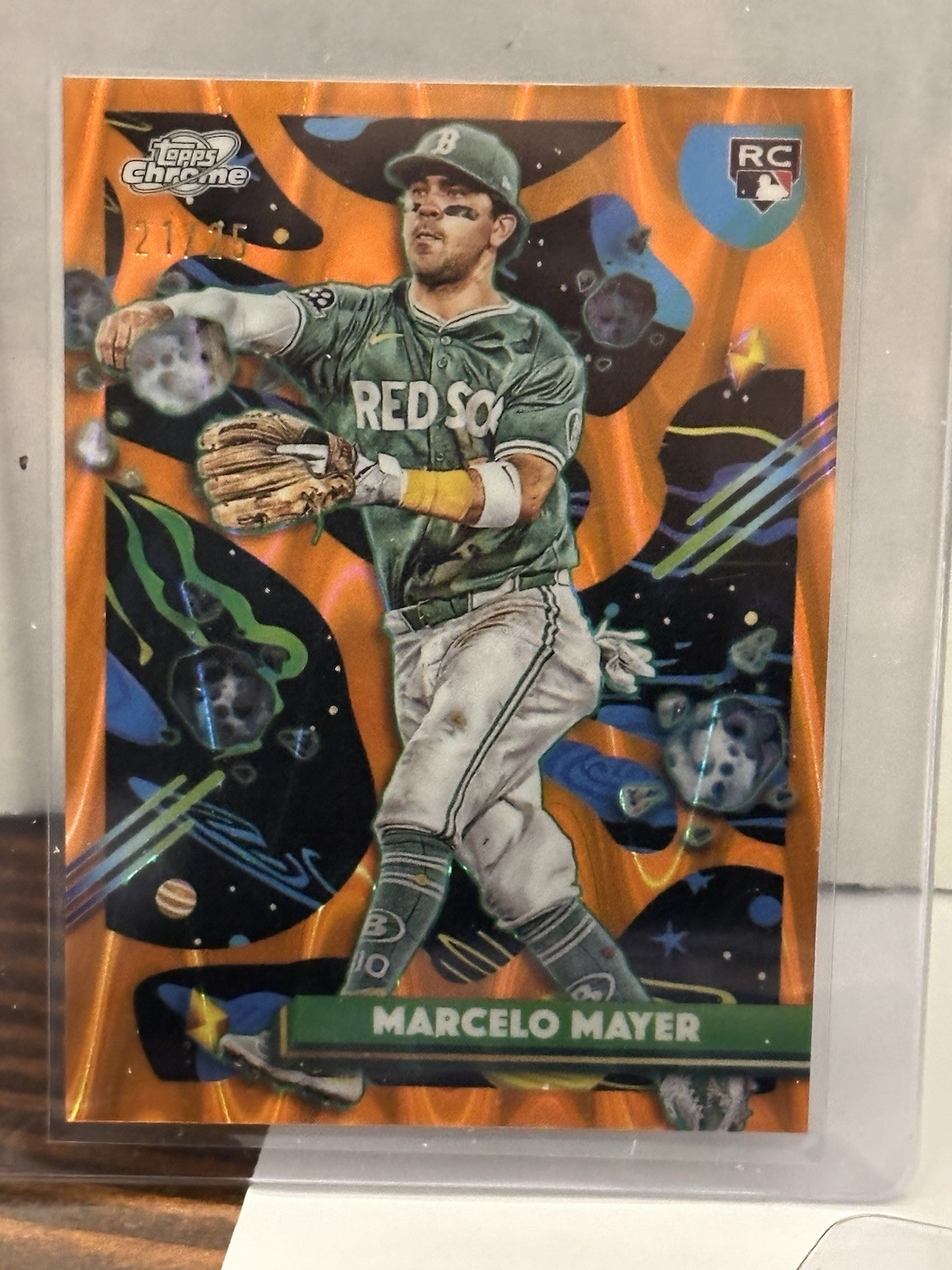 2025 Topps Cosmic Chrome - Marcelo Mayer #91 Orange Galactic Refractor /25 (RC)
