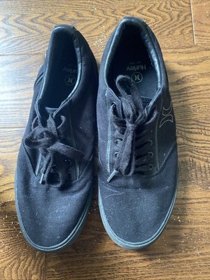 Hurley Arlo Shoes Men's Size 11 Black Canvas Low Lace Up Skateboarding Sneakers