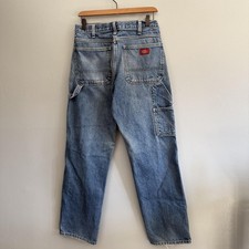 Dickies Carpenter Jeans Mens 34x30 Blue Relaxed Fit Denim Workwear Utility