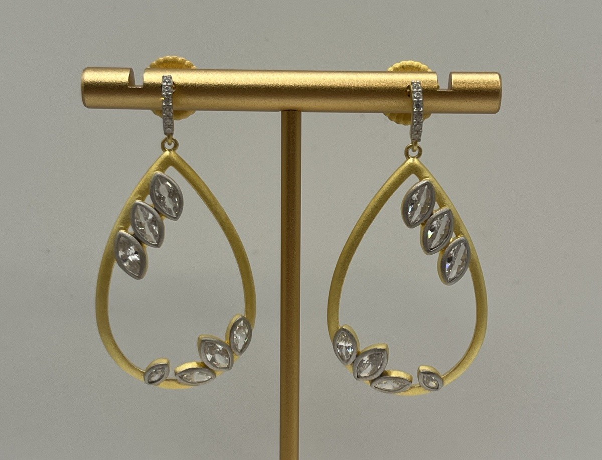 Freida Rothman Gold Petals in Bloom Teardrop Earrings NEW