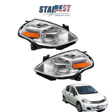Headlights Headlamps Assembly Fit For Nissan Versa 2007-2012 LH+RH Side Halogen