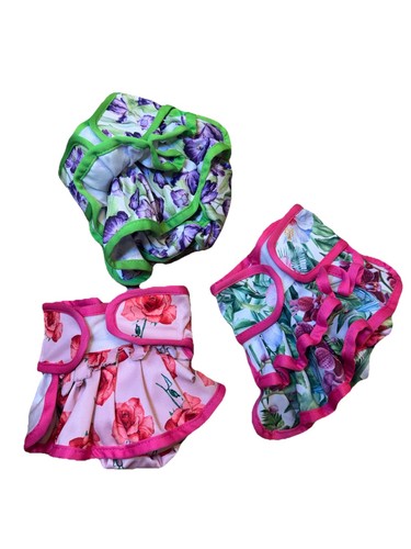 Small - Floral Reusable Dog Diaper Skirt Style Female puppies dog yorkie tecup
