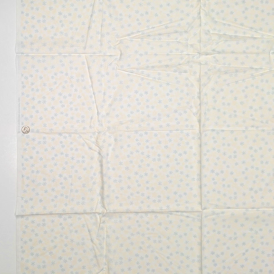 VTG Grey Gold Snowflakes On White Christmas Cotton Fabric Traditions 3 YDS x 45" - Image 2 of 4