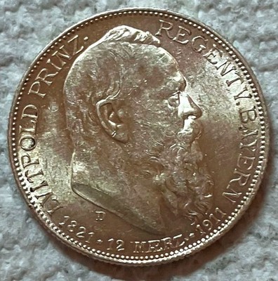 1911-D BAVARIA - 2 MARK - 90 YRS. PRINCE REGENT LUTPOLD - BU UNC SILVER - BEAUTY