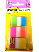 Post-It Sticky Filing Tabs Durable Writable 6-color 36 Tabs 1x1.5 FAST FREE SHIP