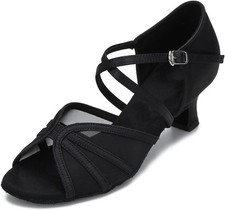 Women's Ballroom Dance Shoes Latin Salsa Dancing Cross Strap 2.5inch...