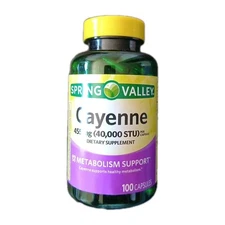 Spring Valley Cayenne 40,000 STU Metabolic Support 100 Capsule