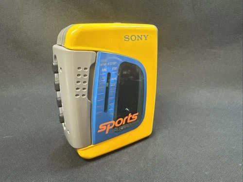 Sony Sports Walkman Vintage WM-FS191 Yellow AM/FM Radio Cassette Player  Tested