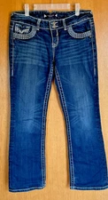 VIGOSS Bootcut Heritage Fit Jeans Womens Sz 11 34X30 Low Rise Embroidered
