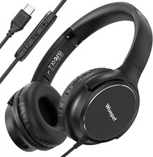 USB C Wired Over-Ear Headphones with Microphone, Volume Control, Share Port, and