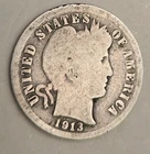 1913 Barber Silver Dime 10C - Philadelphia Mint