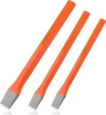 ValueMax 3-Piece Heavy Duty Cold Chisel Set, 3/8-Inch, 1/2-Inch Small, Orange 