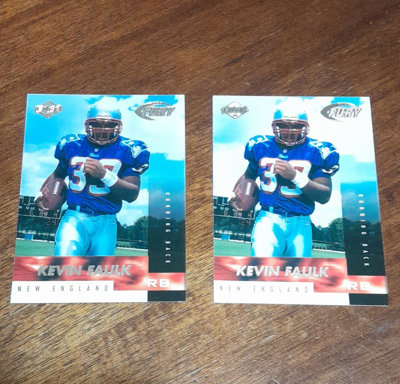 Collector's Edge Fury Kevin Faulk Patriots NFL Card Lot - 2 Cards #166 (1999)