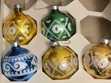 5pc Vintage Holly Decorations Inc Glass Ornaments 2¼" Multicolor Ornaments