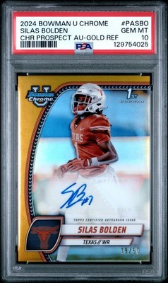2024 Bowman Chrome U  SILAS BOLDEN  RC 1st Rookie Auto Gold #/50 PSA 10  