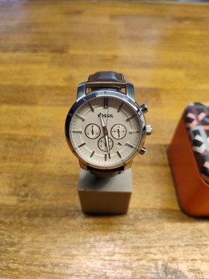 Fossil Uhr Chronograph LANCE  Silber Herren, BQ1280, neue Batterien, Lederband, 