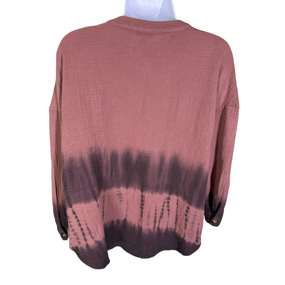 Top para mujer Pure J. Jill gasa arrugada tie dye abotonada talla pequeña pequeña Foto 3 de 4
