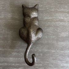 Cast Iron Kitten Cat Door Knocker Brass Tone 6 Inches Tall