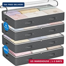 Under Bed Storage Containers, Storage Bins with Clear Lids  4 Pack