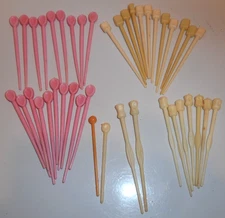42 Vintage Misc Lot Hair Roller Pins Curler Picks 1960s Pink White Beige USED
