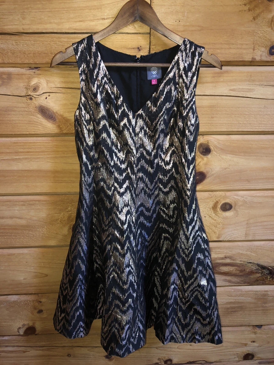 Vince camuto black and gold clearance dress