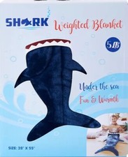 Kids' 5-lb. Shark Fishtail Weighted Blanket Gray NEW