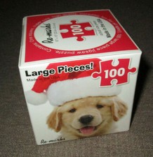 Dog with Santa Hat 100 Piece Jigsaw Puzzle 10" x 10" Re-marks USA New in Box