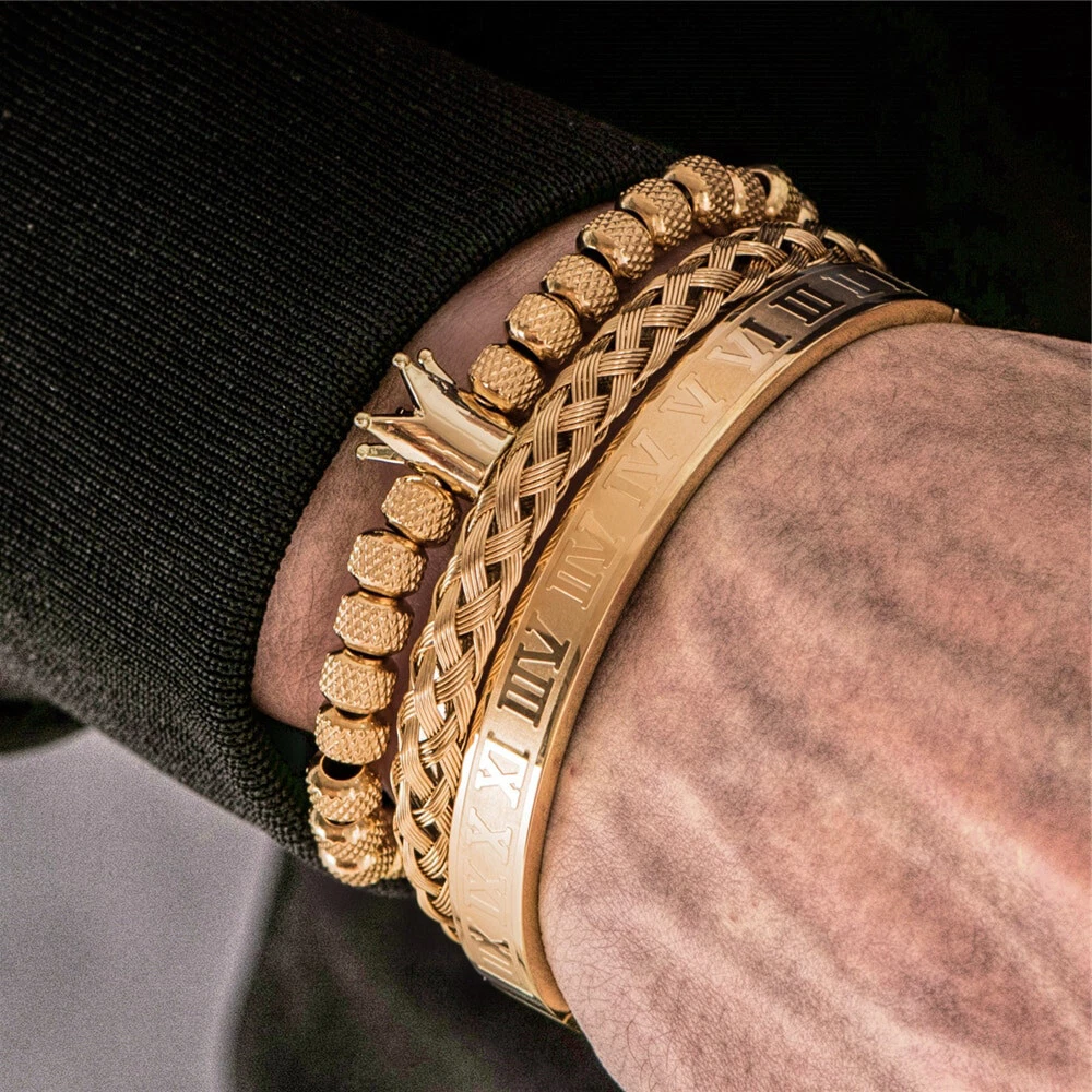 Mens Bracelet Gold Bracelet Set Mens Gold Bracelet 