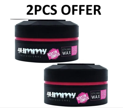 GUMMY EXTRA GLOSS HAIR GEL STYLING WAX 150ML BRAND NEW FORMULA 2 PIECS OFFER