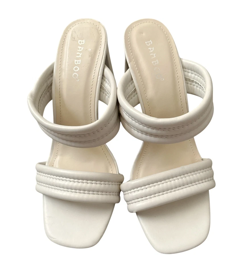 BAMBOO 女式 7.5 M 码白色中性露趾高跟鞋 — 第 2/4 张图片