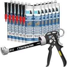 Seal Spray Foam Butyl Mastic Rubber Joint Sealant Gray w/ Caulk Gun by Albion