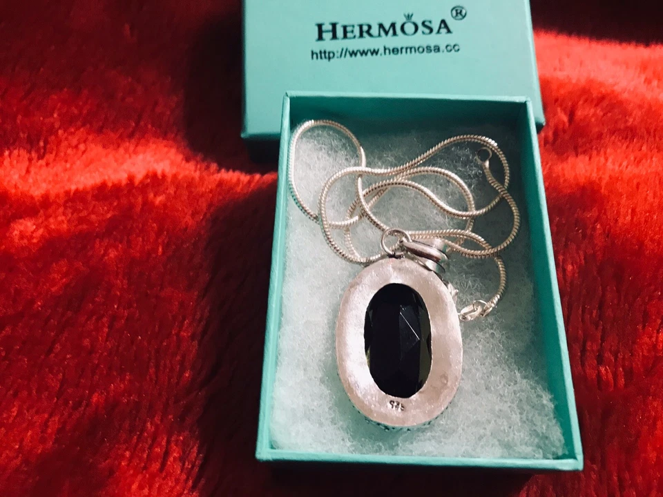 women Necklace Large Purple Pendant fashion Free Sterling silver Chain From USA - Image 3 of 4