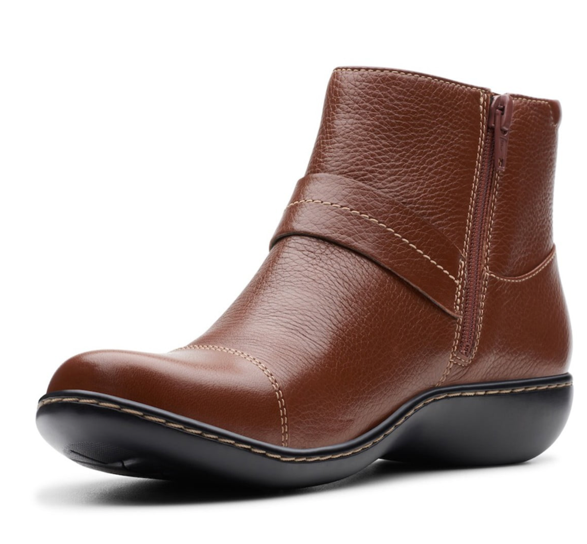 NEW CLARKS ASHLAND PINE COGNAC ANKLE BOOTS BOOTIES LEATHER WOMENS