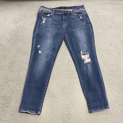 Judy Blue Jeans Women 15 32 Blue Denim Mid Rise Straight Slim Fit Stretch  Casual