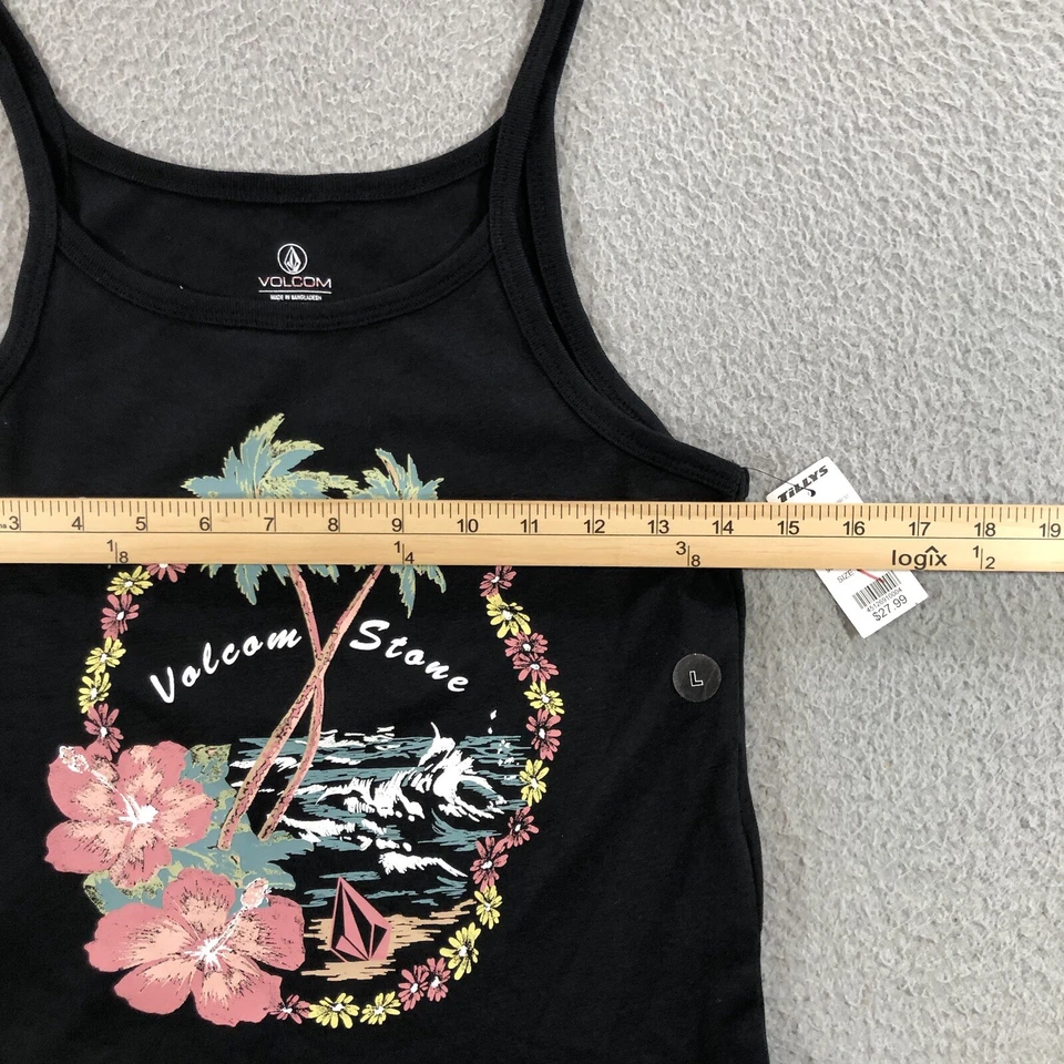 Volcom Stone Tank Top Women’s L 10 Black Graphic Print - Image 3 of 4