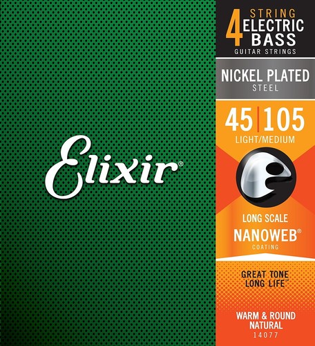Elixir 14077 Nanoweb Corde Bassi Elettriche Nichel, Leggero/Medio 45-105 - Foto 2 di 3