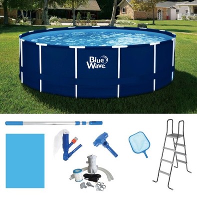 Blue Wave 15 ft Above Ground Swimming Pool with Pump Filter Ladder & Cover NEW