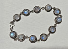 Silver 7.5" Bracelet Vintage Moonstone Cabochon Sterling