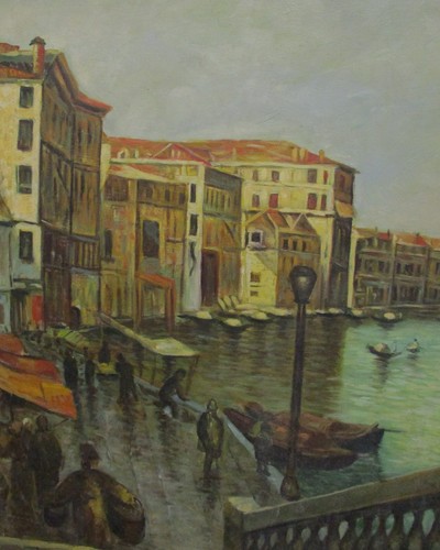 ✅ MERAVIGLIOSO DIPINTO AD OLIO FIRMATO EPOCA 1950 PAESAGGIO VENEZIA ANTIQUE-4298 - Picture 5 of 16